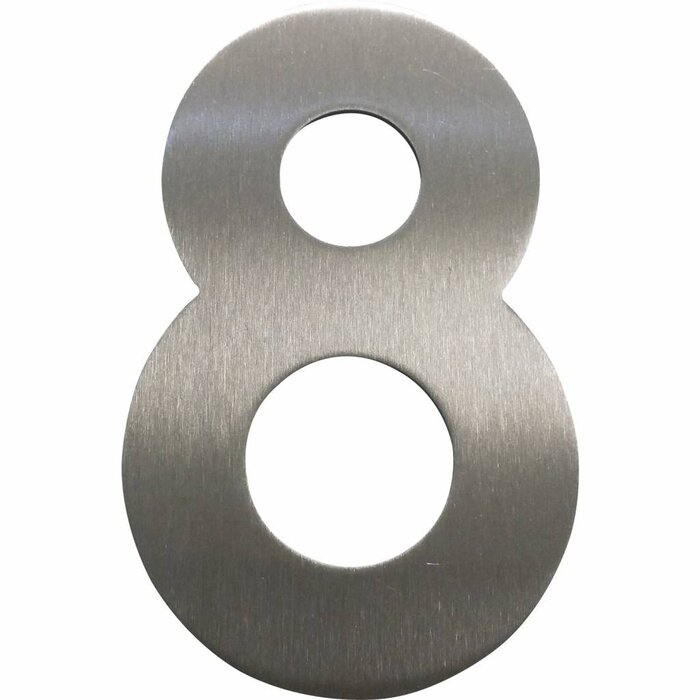 Schösswender Hausnummer 8 - Höhe 120 mm, mit 2 Gewindenocken M5, Edelstahl