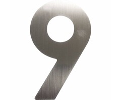 Schösswender Hausnummer 9 - Höhe 120 mm, mit 2 Gewindenocken M5, Edelstahl