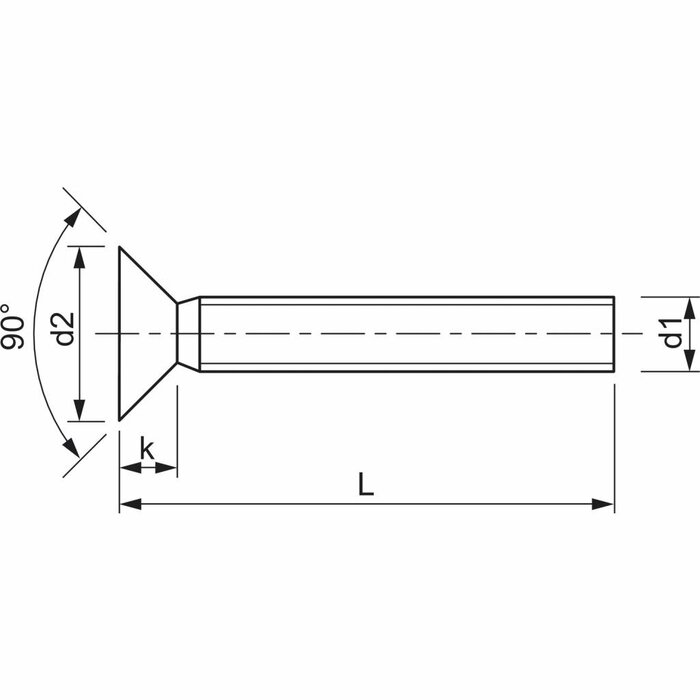 Stabilschraube M 4 x 48, Senkkopf, Stahl verzinkt