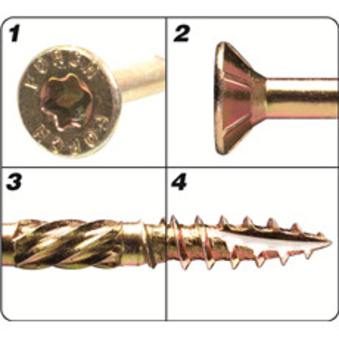 Förch Holzbauschrauben mit Bohrspitze FSK-TX20 GELB 4 X 35