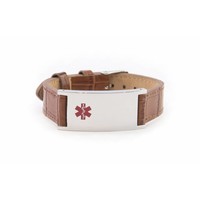 Bruin  leren medische  armband  - Unisex