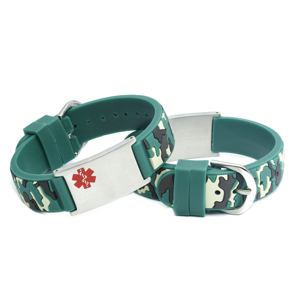 pin sieraden Knuppel Allergie armband in camouflage print - Icetags