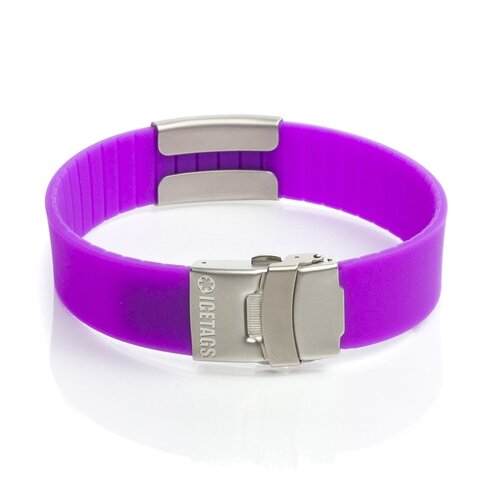 Icetags Engraved ladies emergency ID bracelet Purple