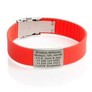 Icetags Sport ID  bracelet personalized red