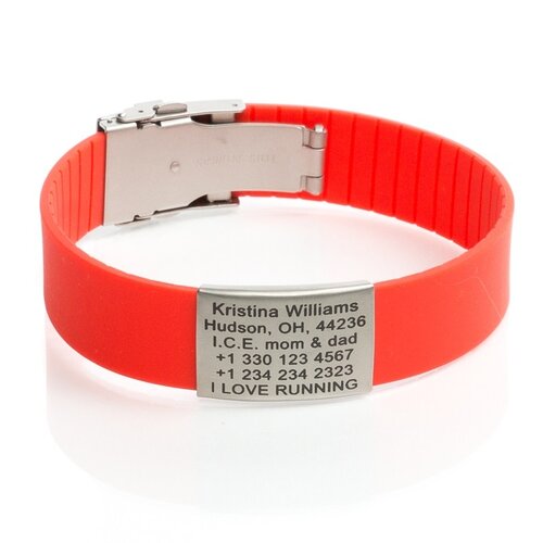 Icetags Sport ID  bracelet personalized red