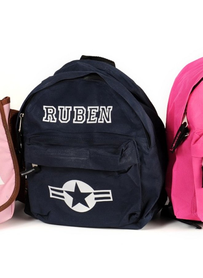 Backpack with name print and stars & stripes