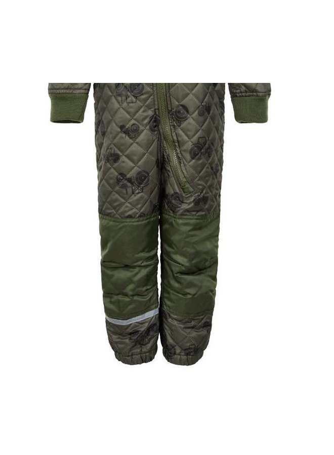 Quilted thermal coverall with tractor in green| 80-104