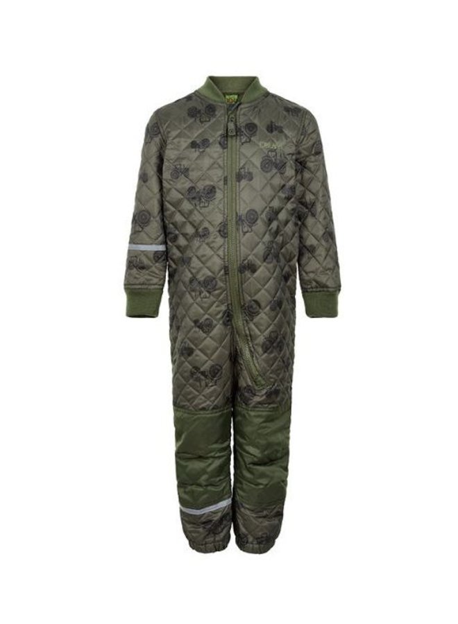 Quilted thermal coverall with tractor in green| 80-104