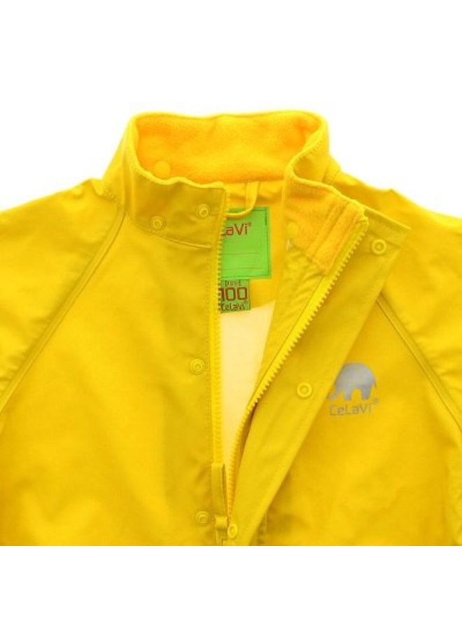 Waterproof yellow raincoat with hood