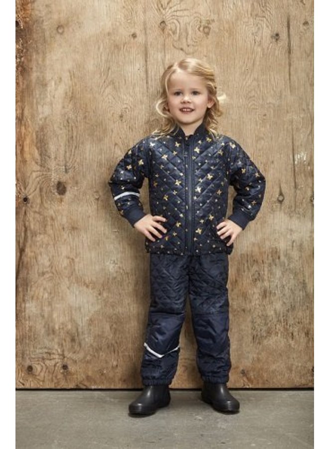 Quilted thermo set jacket and pants with butterflies| 110-128