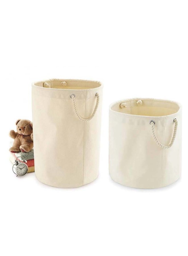 Canvas toy basket with sturdy handles