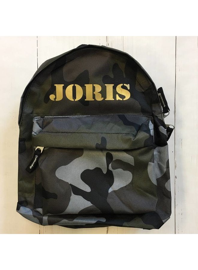 Camouflage backpack with name printing