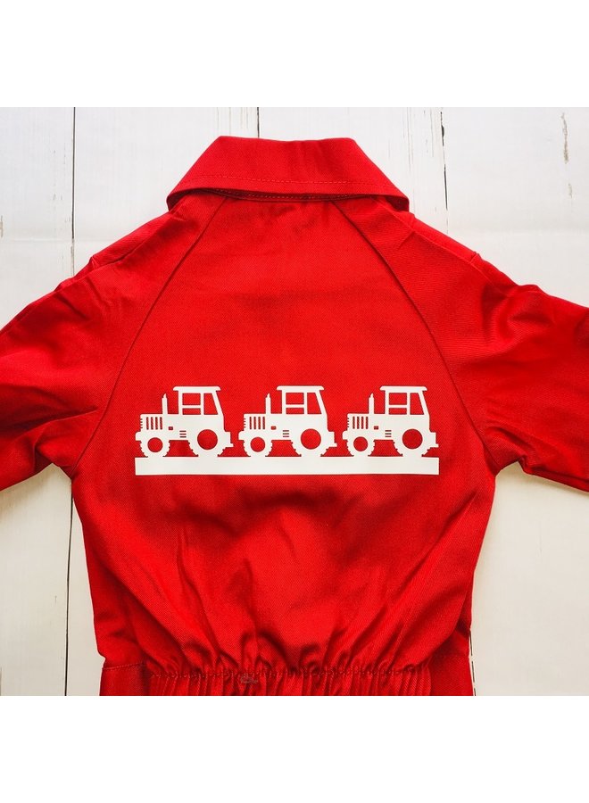 Children's overalls with tractor edge