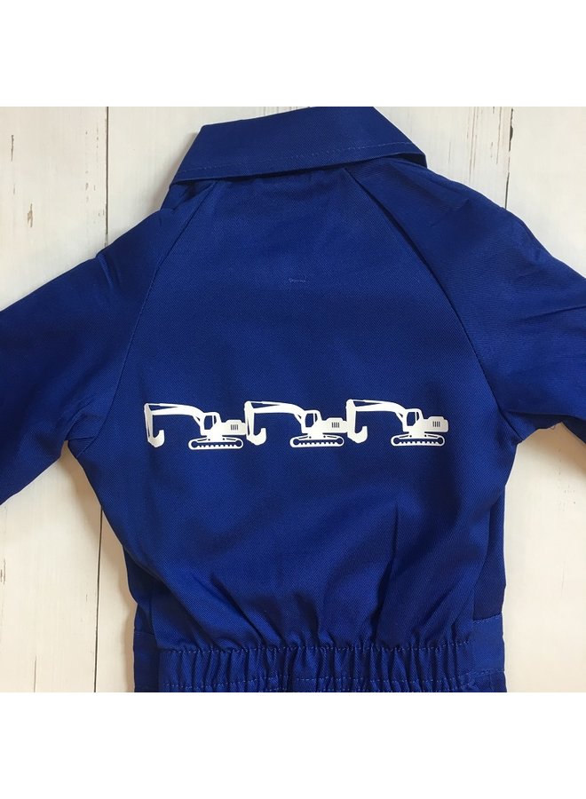 Children's overalls printed with excavators