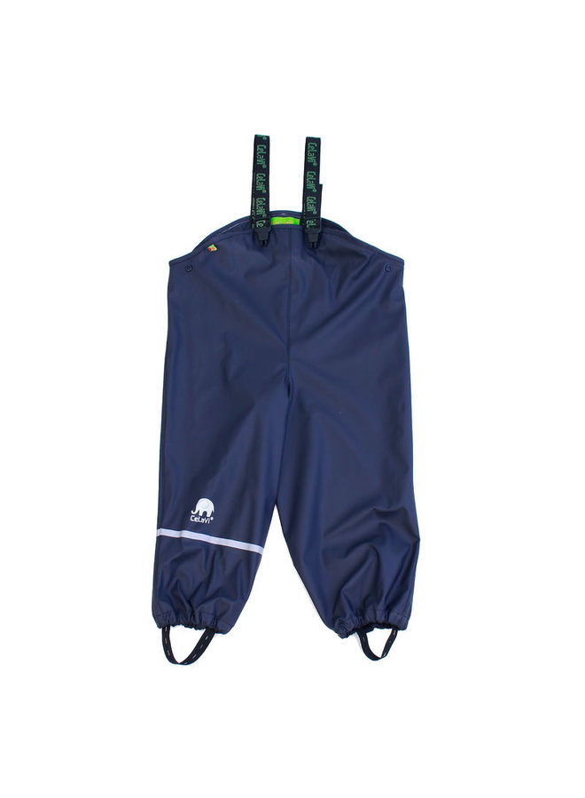 Sustainable children's rain pants navy blue | braces | 110-130