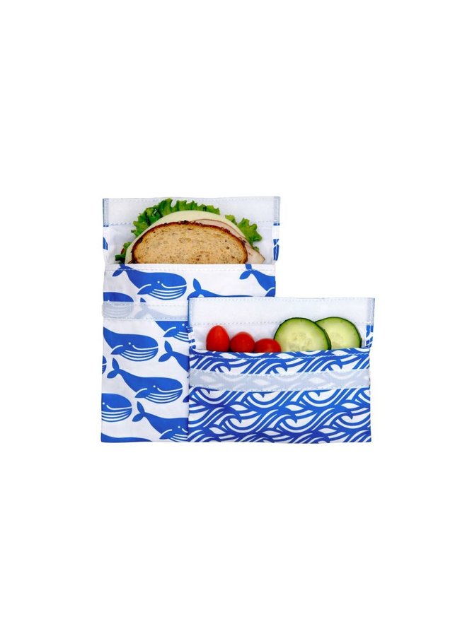 Set of a reusable sandwich and snack bag | Blue whale