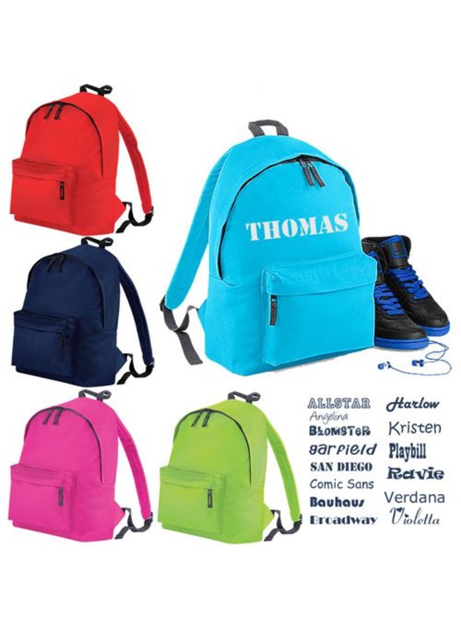 Junior backpack with name printing and dinosaurs