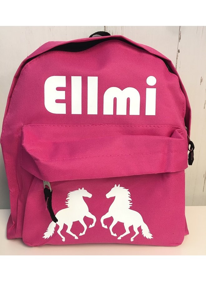 Toddler backpack with name and horses