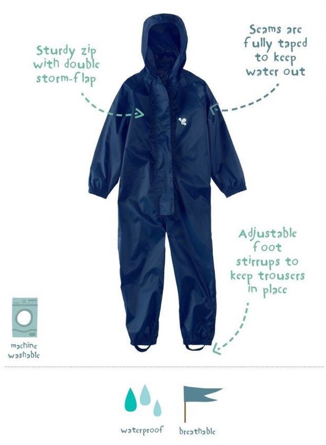 Waterproof overall, rain overall - navy blue