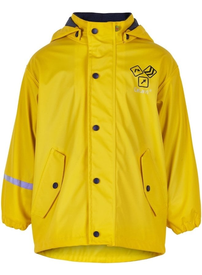 yellow lined raincoat