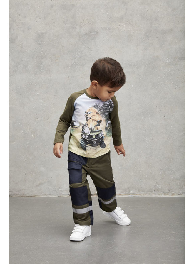green children's work trousers with pockets and knees