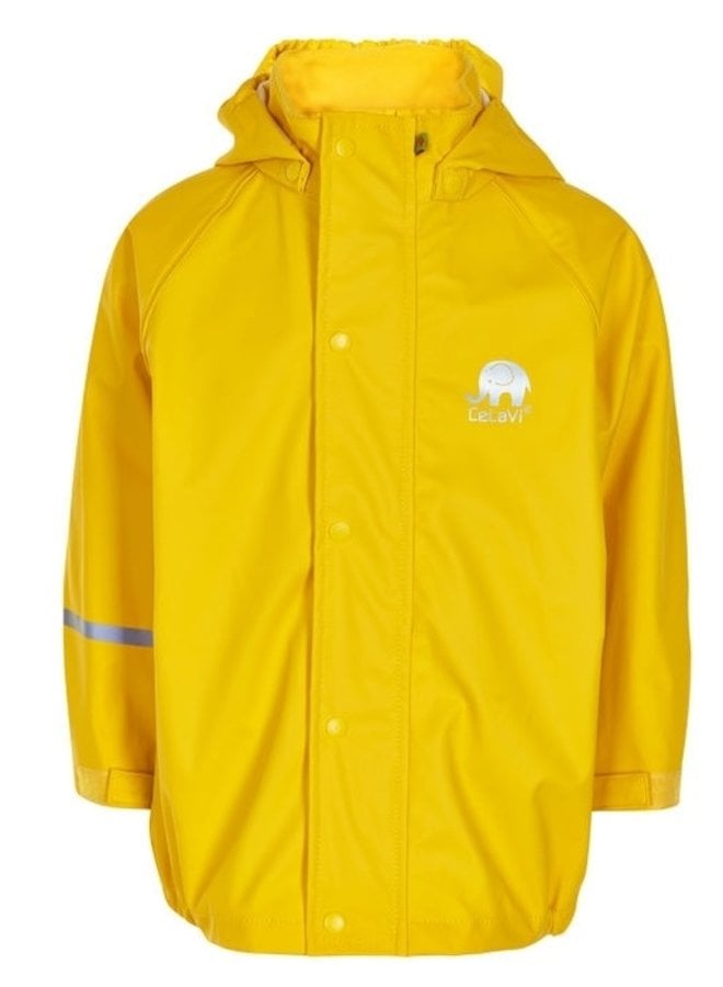 Waterproof yellow raincoat with hood