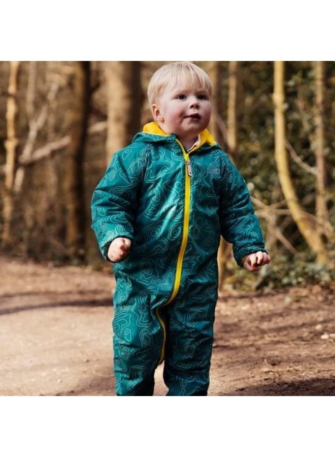 Sustainable rain suit ECOSPLASH | Teal Topo