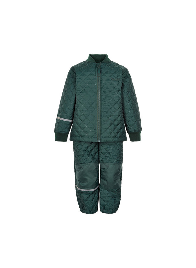 Thermo set of pants and jacket, quilted dark green