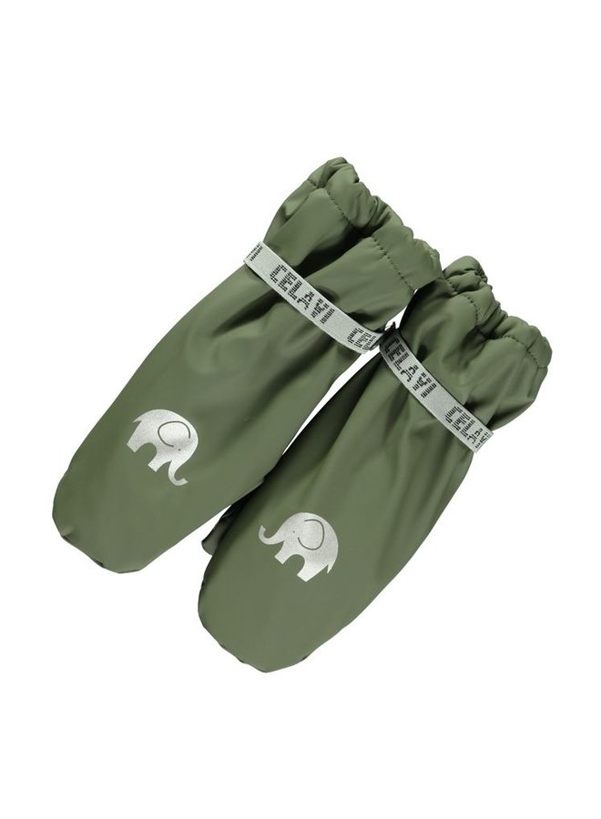 Warm mittens fleece lined and waterproof | 0-6 years | Army green