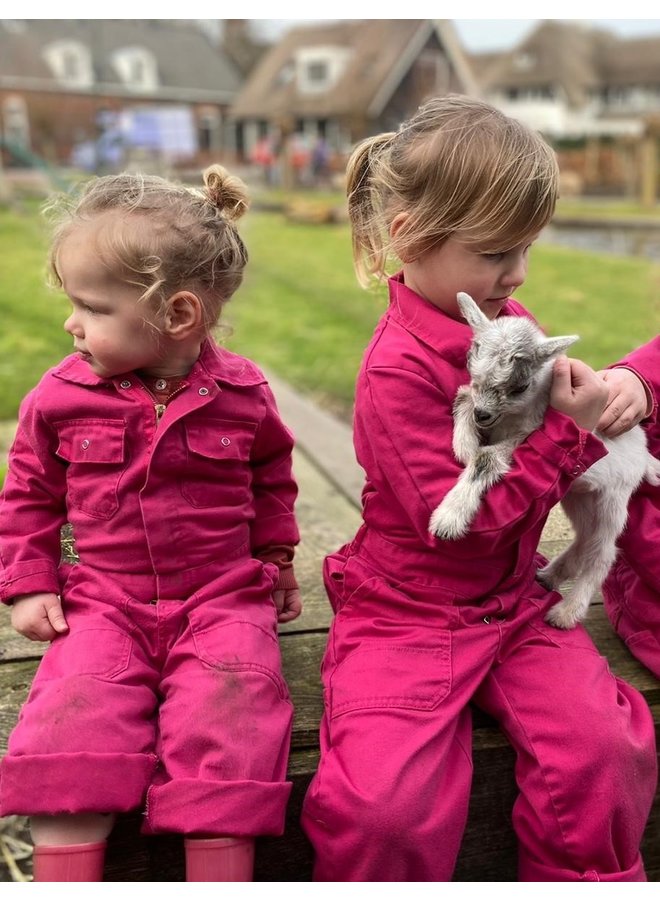 Fuchsia roze overall, kinderoverall