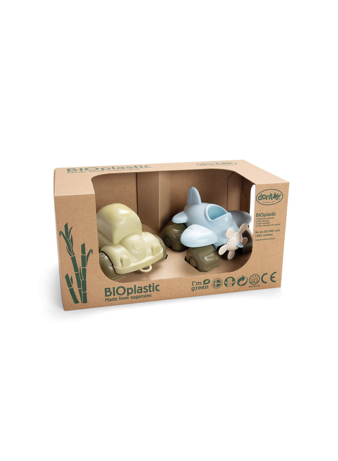 Bioplastic sandbox set airplane & car