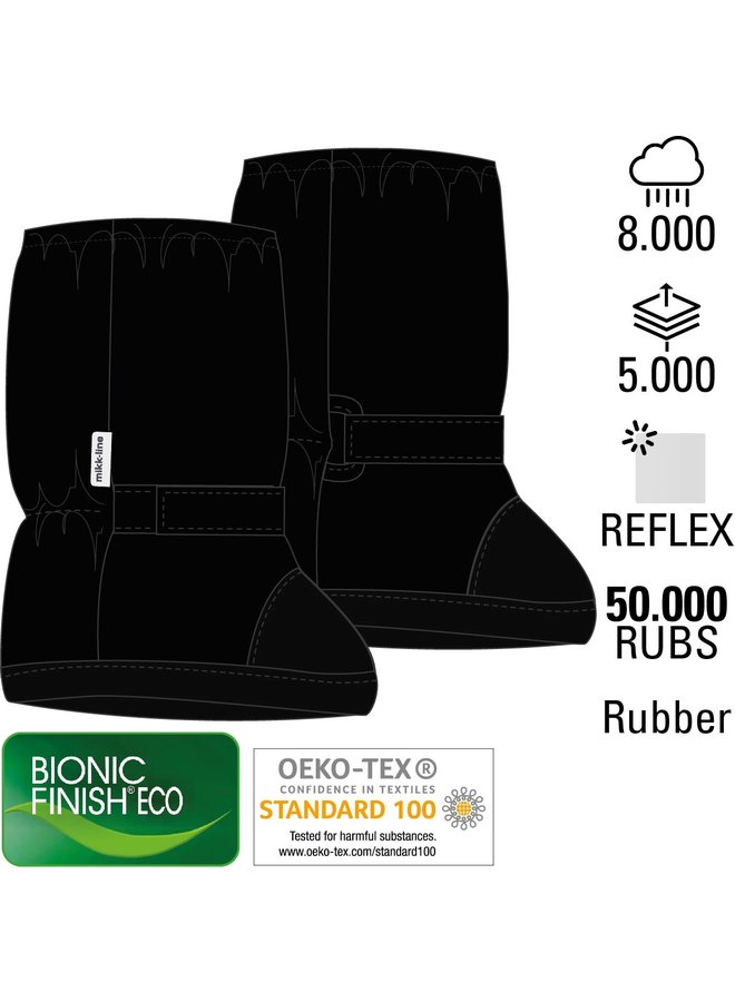 Outdoor footies with reinforced rubber sole | black