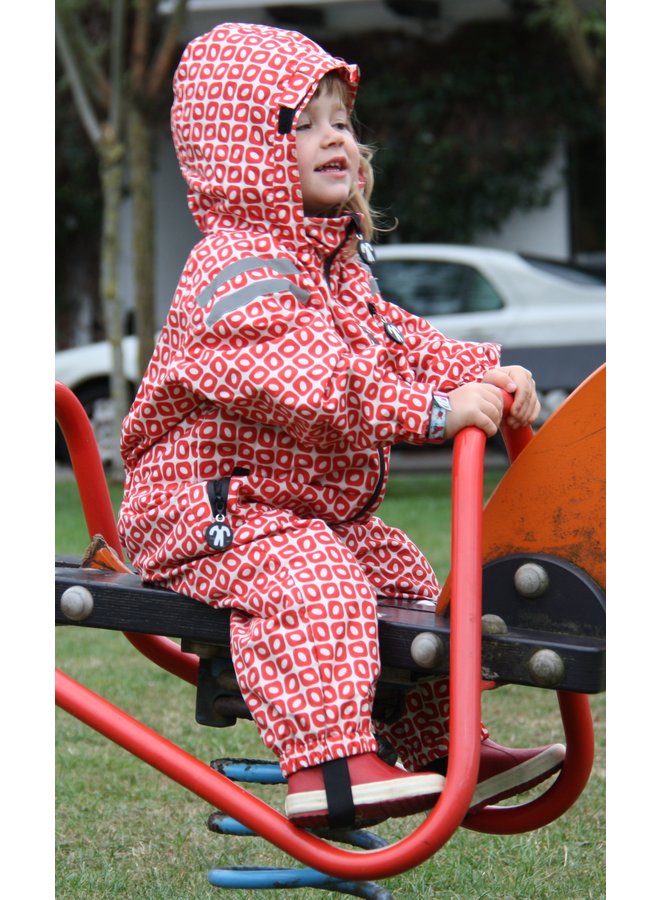 Durable children's rain suit Funky Red| 74-116