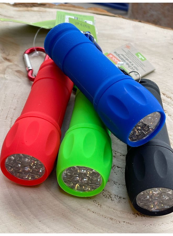 Flashlight with carabiner in various colors