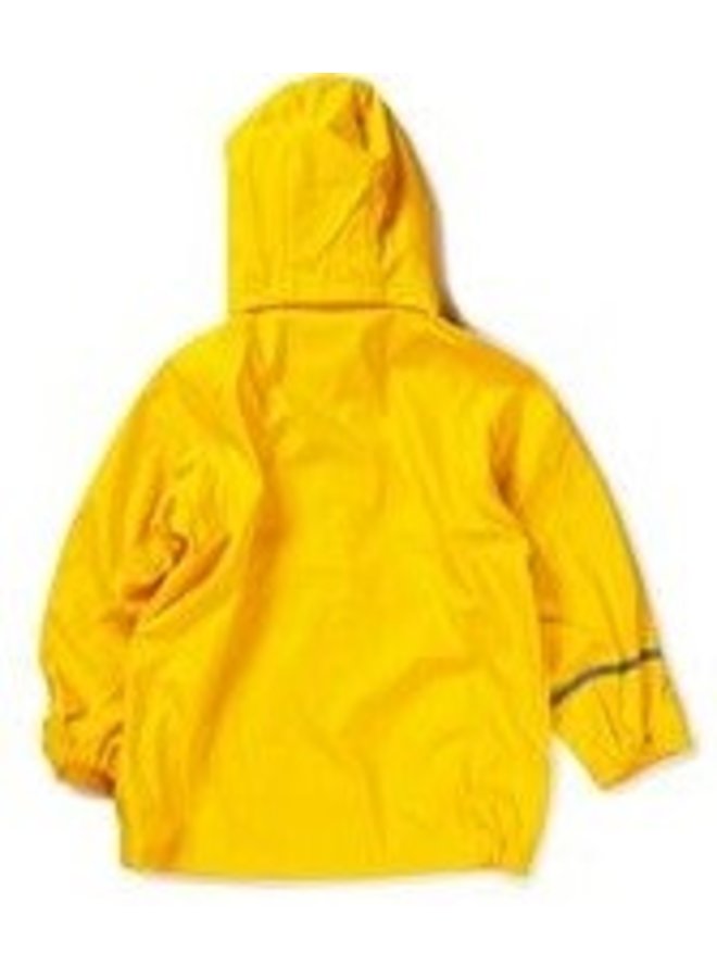 Waterproof yellow raincoat with hood