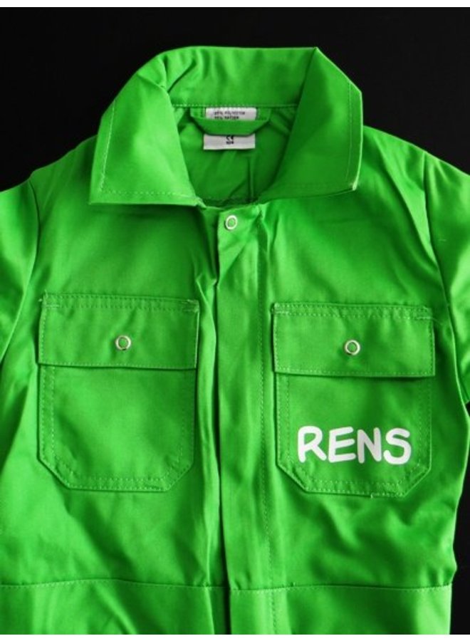 Apple green overall with name or text printing