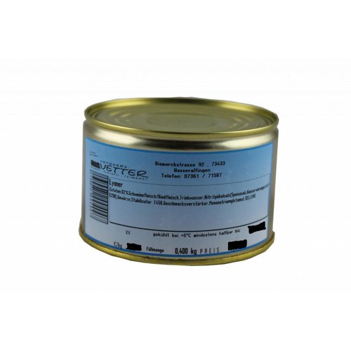 Metzgerei Vetter (Wasseralfingen) Lyoner (400g/Dose) Metzgerei Vetter (Wasseralfingen) Lyoner (400g/Dose)