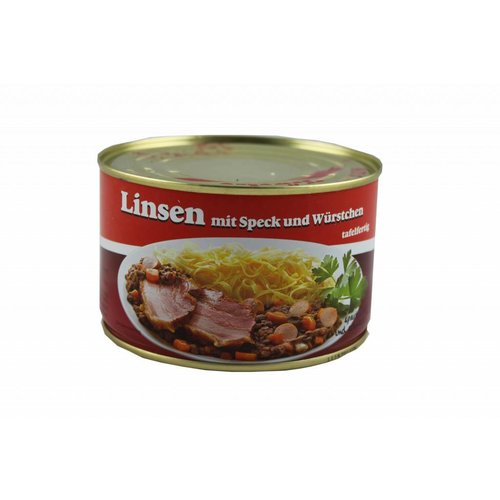 Metzgerei Vetter (Wasseralfingen) Linsen mit Speck und Saitenwürstchen (400g/Dose) Metzgerei Vetter (Wasseralfingen) Linsen mit Speck und Saitenwürstchen (400g/Dose)