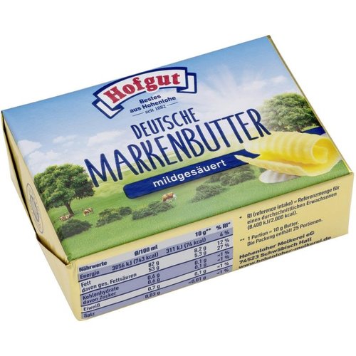 Hofgut Dt. Markenbutter mildgesäuert (250g) Hofgut Dt. Markenbutter mildgesäuert (250g)
