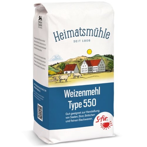 Heimatsmühle (Aalen) S-fit Weizenmehl Type 550 (1kg) Heimatsmühle (Aalen) S-fit Weizenmehl Type 550 (1kg)