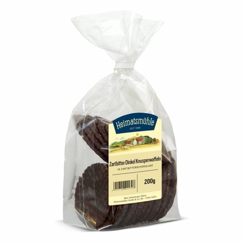 Heimatsmühle (Aalen) Dinkelwaffeln Zartbitter (200g) Heimatsmühle (Aalen) Dinkelwaffeln Zartbitter (200g)