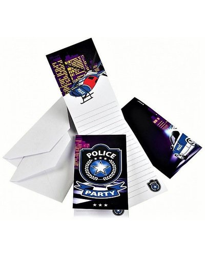 Amscan 8 uitnodigingskaarten politie feest