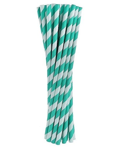 GoDan S. A. 24 rietjes turquoise gestreept