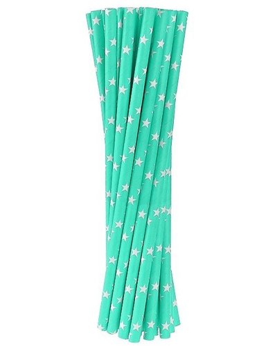 Amscan 24 drinkrietjes blauw met sterren