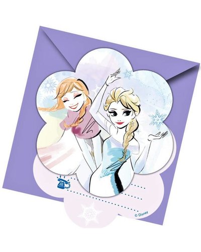 Magicoo 6 uitnodigingen Anna & Elsa "Frozen Sparkle" party