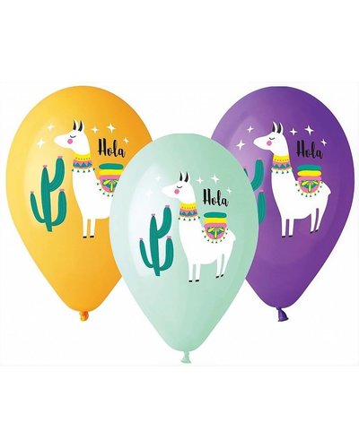 GoDan S. A. 5 ballonnen "Lama" in  pastelkleuren