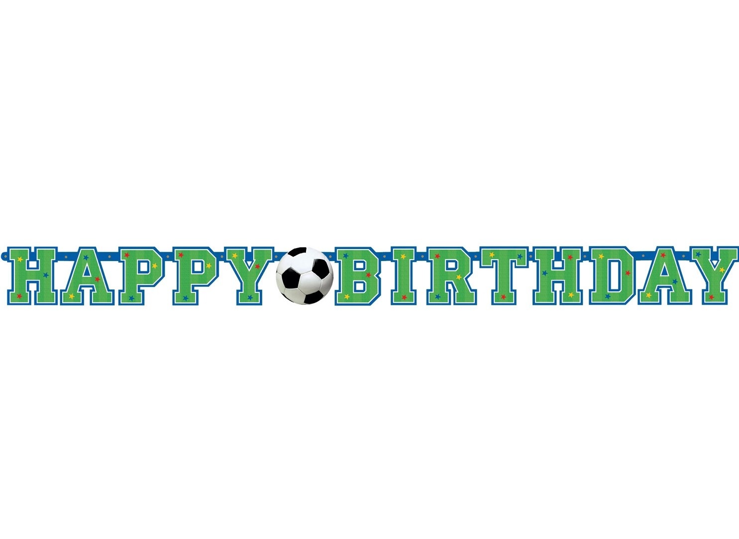 Pogo stick sprong drijvend vrijdag Feestbanner "Happy Birthday" voetbal 130 x 10,2 cm - Magicoo