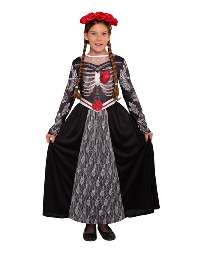 Magicoo Mexicaanse skelet prinsessenjurk kinderen