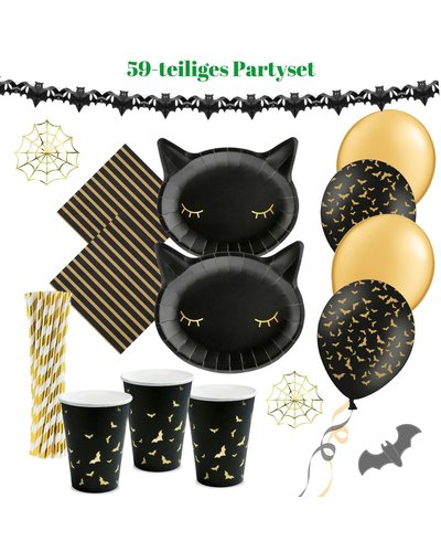 Partydeko Halloween feestset Zwart en Goud