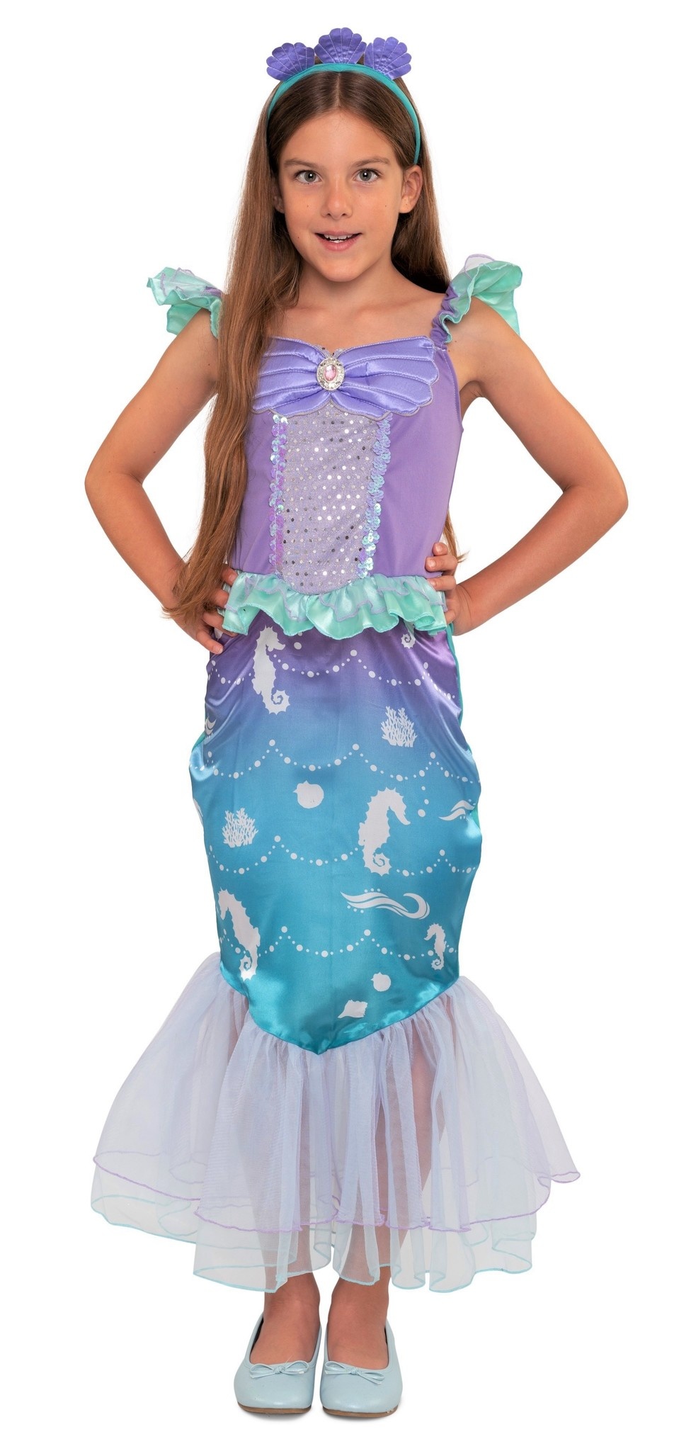Blauwe jurk meisjes zeepaardje Magicoo